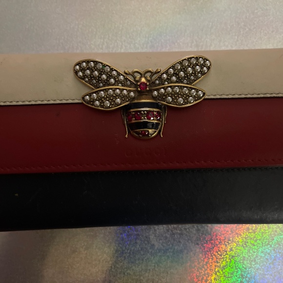 GUCCI Queen Margaret Bee-embellished Leather Zip Around Wallet  ~AUTHENTIC - Picture 4 of 6